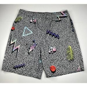 NEW Vapor 95 Retro 80’s Themed Swim Trunk Shorts Size 40 Men’s Black White